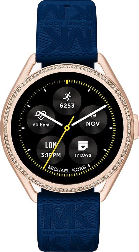 michael kors gen 5e mkgo blue rubber smartwatch|Michael Kors Access Gen 5E MKGO Two.